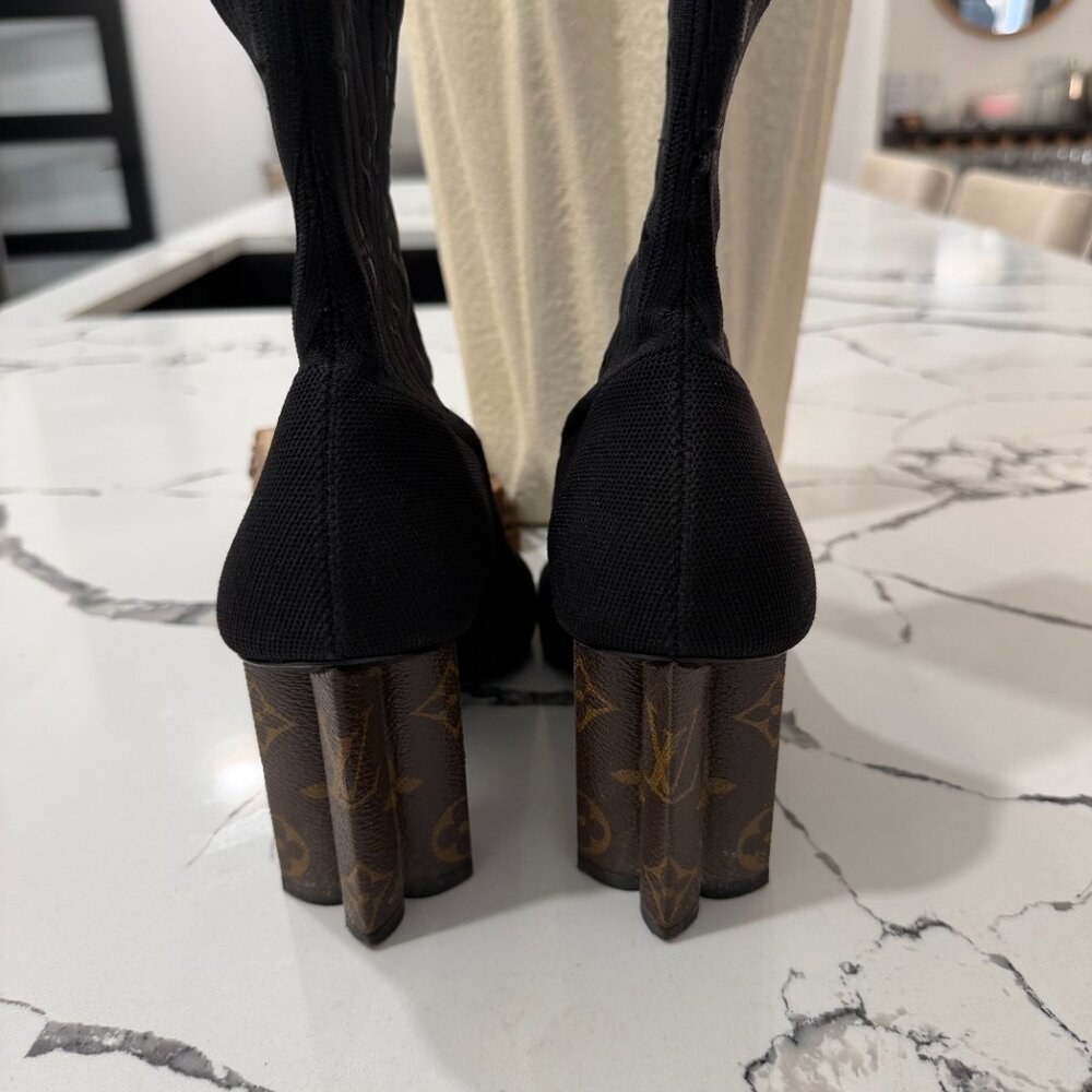 Louis Vuitton Women Stretch Fabric Silhouette Ankle Boots w/ Monogram Star Heel - Picture 3 of 7
